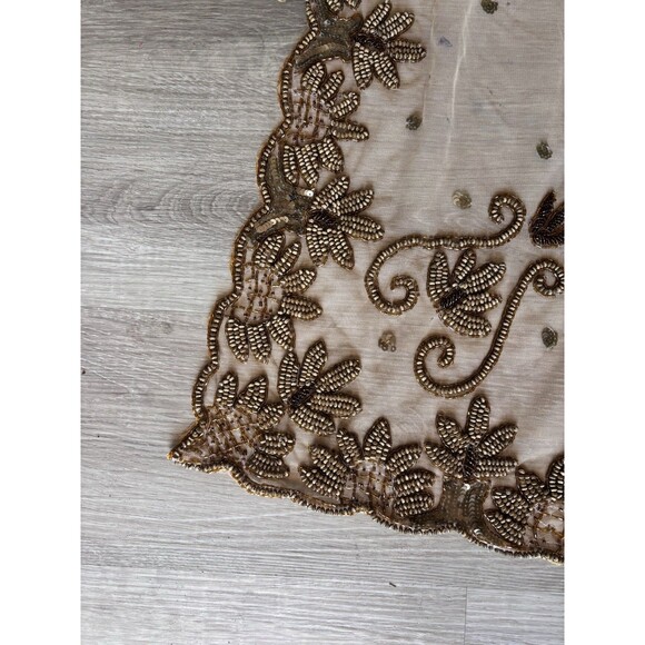 Indian Heavily beaded sequined mesh Boho tablecloth handmade Ornate Formal - Picture 3 of 8